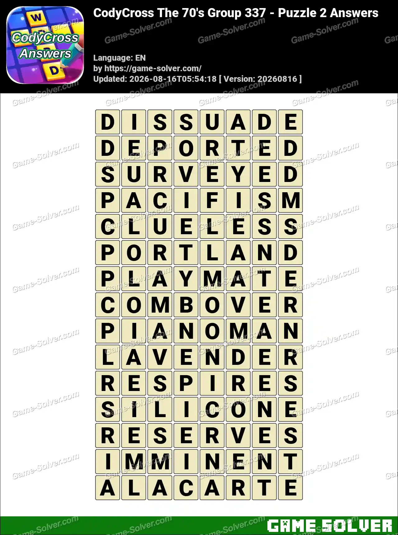 CodyCross The 70’s Group 337 – Puzzle 2 Answers